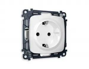ЭЛМАКС - Комплект механизма электрической розетки OMEGA MO127010 Белый матовый 16A-250V 50Hz 2P+E с заземлен элмакс, электротехника, кабель, светотехника, elmax.pro