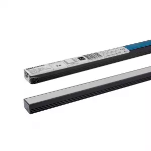 ЭЛМАКС - Алюминиевый профиль накладной черный 1612 (2 м), матовый рассеиватель, 2 заглушки, 3 крепежа TDM элмакс, электротехника, кабель, светотехника, elmax.pro