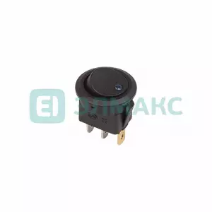 ЭЛМАКС - Выключатель клавишный круглый 12V 16А (3с) ON-OFF черный с синей подсветкой REXANT элмакс, электротехника, кабель, светотехника, elmax.pro