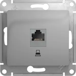ЭЛМАКС - GLOSSA РОЗЕТКА компьютерная RJ45 кат.5E, механизм, АЛЮМИНИЙ элмакс, электротехника, кабель, светотехника, elmax.pro