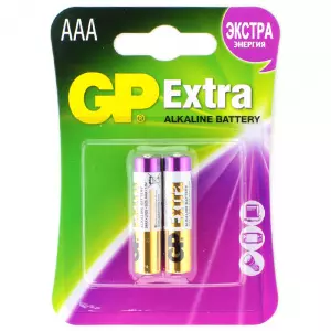 ЭЛМАКС - Батарейка щелочная GP LR03 (AAA) Extra Alkaline 1.5 бл/2 (GP24AX-2U2) элмакс, электротехника, кабель, светотехника, elmax.pro