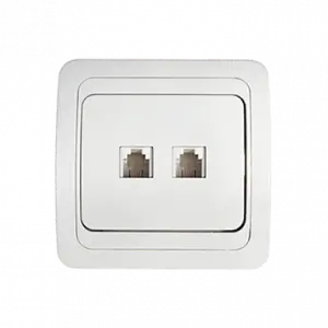 ЭЛМАКС - Розетка компьютерная двойная RJ-45 CLASSICO белая 2136 IN HOME элмакс, электротехника, кабель, светотехника, elmax.pro
