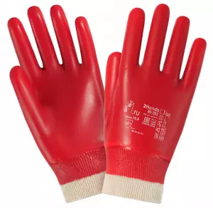 Перчатки экономичные, трикотажная синт. основа с полным ПВХ покрытием, трикотажный хб манжет, р-р 10,5