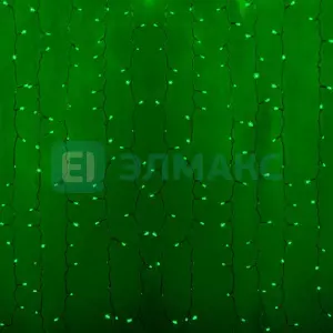 Гирлянда "Светодиодный Дождь" 2х1,5м, постоянное свечение, прозрачный провод, 230 В, диоды ЗЕЛЁНЫЕ, 