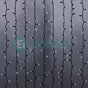 Гирлянда "Светодиодный Дождь" 2х6м, эффект водопада, черный провод, 230 В, диоды БЕЛЫЕ, 1500 LED