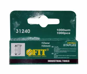 Скобы закаленные Профи, "гвозди" для степлера 10 мм 1000 шт. (FIT IT)