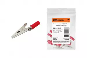 ЭЛМАКС - Зажим "крокодил" ЗК 15А 53мм красный (10шт) TDM элмакс, электротехника, кабель, светотехника, elmax.pro