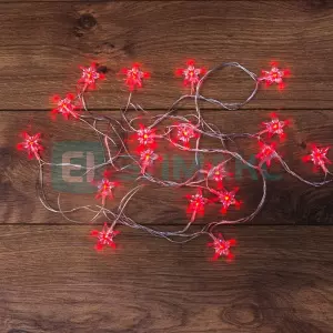 ЭЛМАКС - Гирлянда светодиодная "Звездочки" 20 LED КРАСНЫЕ 2,8 метра элмакс, электротехника, кабель, светотехника, elmax.pro