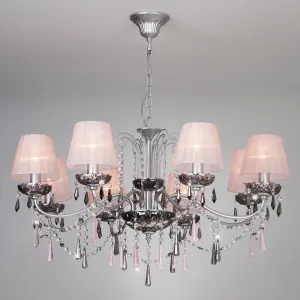 ЭЛМАКС - Подвесная люстра с хрусталем 10086/8 серебро/дымчатый хрусталь Strotskis элмакс, электротехника, кабель, светотехника, elmax.pro