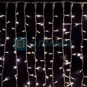Гирлянда "Светодиодный Дождь" 2х3м, постоянное свечение, белый провод "КАУЧУК", 230 В, диоды БЕЛЫЕ, 