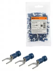 ЭЛМАКС - Наконечник вилочный изолированный НВИ с легким вводом проводника 2,5-5 (100 шт. ) TDM элмакс, электротехника, кабель, светотехника, elmax.pro