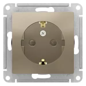 ЭЛМАКС - ATLASDESIGN РОЗЕТКА с заземлением со шторками, 16А, механизм, ШАМПАНЬ элмакс, электротехника, кабель, светотехника, elmax.pro