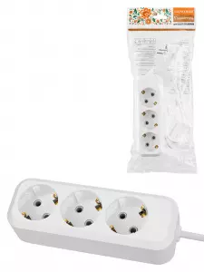 ЭЛМАКС - Удлинитель народный УН03 3 гнезда, 10 метров, с/з, ПВС 3х0,75мм2 10А/250В элмакс, электротехника, кабель, светотехника, elmax.pro