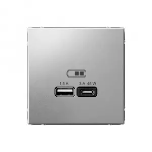 ЭЛМАКС - ARTGALLERY USB РОЗЕТКА A + тип-C 45Вт высокоскор.заряд. QC, PD, механизм, АЛЮМИНИЙ элмакс, электротехника, кабель, светотехника, elmax.pro