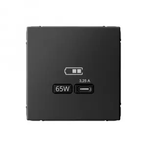 ЭЛМАКС - ARTGALLERY USB РОЗЕТКА тип-С 65Вт высокоскор.заряд. QC, PD, механизм, БАЗАЛЬТ элмакс, электротехника, кабель, светотехника, elmax.pro