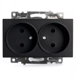 ЭЛМАКС - Розетка 2-местная с защитной шторкой (механизм) б/з, 250В, 10А, серия Катрин, GLS10-7113-05, черный элмакс, электротехника, кабель, светотехника, elmax.pro