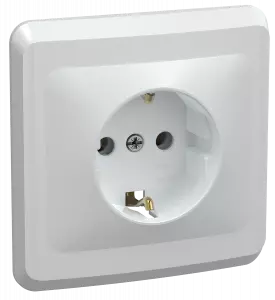 РС10-3-ВБ Розетка 1местн. c з/к без защ.штор. 16А ВЕГА (белый) IEK