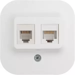 ЭЛМАКС - Quteo Розетка телефонная+компьютерная RJ11+RJ45 категория 5 UTP белая наружная элмакс, электротехника, кабель, светотехника, elmax.pro