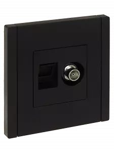 ЭЛМАКС - FORTE&PIANO Розетка двойная TV+RJ45 кат.5E FP136 черный IEK элмакс, электротехника, кабель, светотехника, elmax.pro