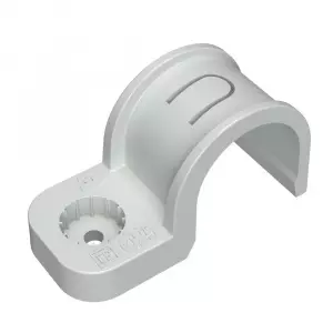 Крепеж-скоба пластиковая односторонняя для прямого монтажа атмосферостойкая серая в п/э d25 мм (10шт