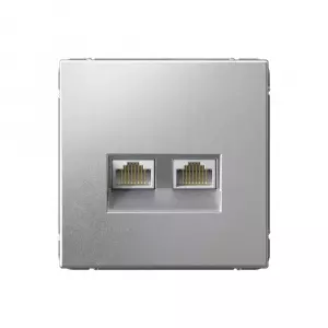 ЭЛМАКС - ARTGALLERY РОЗЕТКА двойная компьютерная RJ45+RJ45, кат.6А, механизм, АЛЮМИНИЙ элмакс, электротехника, кабель, светотехника, elmax.pro