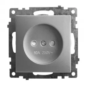 ЭЛМАКС - Розетка электрическая 1-местная (механизм) б/з, серия Катрин, серебро, GLS10-7109-03 элмакс, электротехника, кабель, светотехника, elmax.pro
