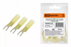 ЭЛМАКС - Наконечник НВИ-Т 6,0–5 вилка в термоусаживаемой манжете (100шт) TDM элмакс, электротехника, кабель, светотехника, elmax.pro