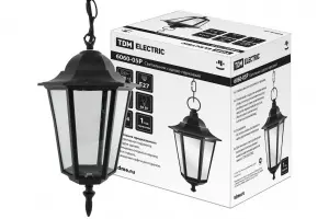 Светильник 6060-05Р садово-парковый шестигранник, 60 Вт, подвес, черный, в разборе, Ч/Б, TDM