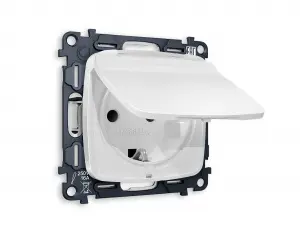 ЭЛМАКС - Комплект механизма электрической розетки OMEGA MO128010 Белый матовый 16A-250V 50Hz 2P+E с заземлен элмакс, электротехника, кабель, светотехника, elmax.pro