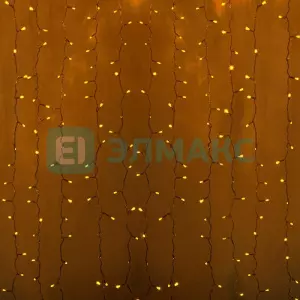 Гирлянда "Светодиодный Дождь" 2х1,5м, постоянное свечение, прозрачный провод, 230 В, диоды ЖЁЛТЫЕ, 1