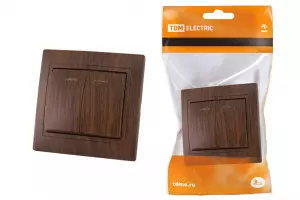 ЭЛМАКС - Выключатель 2 кл. с подсветкой 10А "ЭКО" (бук) "Таймыр" TDM элмакс, электротехника, кабель, светотехника, elmax.pro