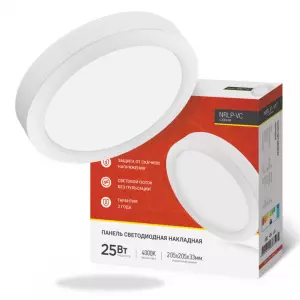 ЭЛМАКС - Панель светодиодная накладная круглая NRLP-VC 25Вт 230В 4000К 2000лм 205мм белая IP40 IN HOME элмакс, электротехника, кабель, светотехника, elmax.pro