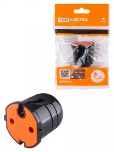 ЭЛМАКС - Кабельная розетка б/з черная с красной вставкой 10А 250B чернаяTDM элмакс, электротехника, кабель, светотехника, elmax.pro