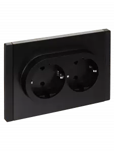 ЭЛМАКС - FORTE&PIANO Розетка 2-я с з/к з/ш б/к 16А FP123 черный IEK элмакс, электротехника, кабель, светотехника, elmax.pro