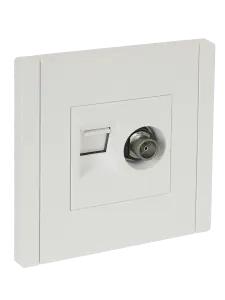 ЭЛМАКС - FORTE&PIANO Розетка двойная TV+RJ45 кат.6 FP237 белый IEK элмакс, электротехника, кабель, светотехника, elmax.pro