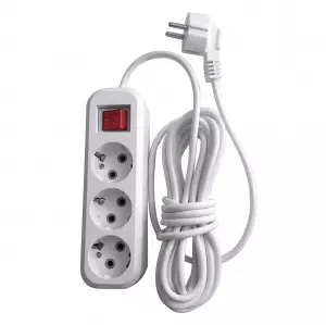 ЭЛМАКС - Удлинитель трехместный с/з с выключателем, 3x0,75, 5м, серия Home, HM03-31-05 (У10А-002), белый элмакс, электротехника, кабель, светотехника, elmax.pro