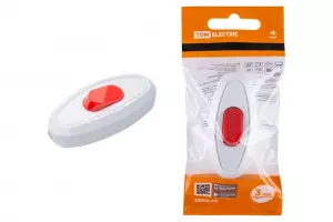 ЭЛМАКС - Выключатель на шнур 6А 250В белый с красной кнопкой TDM элмакс, электротехника, кабель, светотехника, elmax.pro