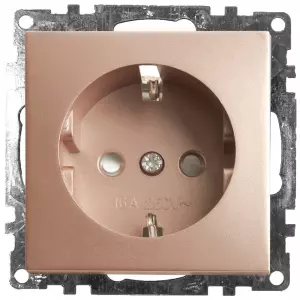 ЭЛМАКС - Розетка 1-местная с защитной шторкой с/з (механизм), 250В, 16А, серия Катрин, GLS16-7110-02, шампань элмакс, электротехника, кабель, светотехника, elmax.pro