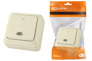 ЭЛМАКС - Переключатель на 2 направления 1-кл открытой установки с подсветкой IP20 10А, сл. кость "Ладога" TDM элмакс, электротехника, кабель, светотехника, elmax.pro