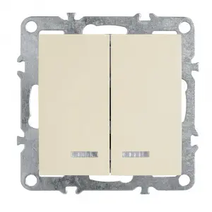 ЭЛМАКС - Выключатель 2-клавишный с индикатором (механизм), серия Эрна, PSW10-9102-02, слоновая кость элмакс, электротехника, кабель, светотехника, elmax.pro