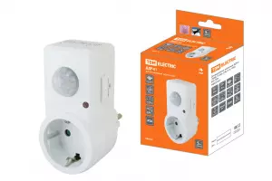 ЭЛМАКС - Датчик движения розеточный ДДР-01 1200Вт, 10-420с, 2-9м, 3+лк, 120гр, IP20, TDM элмакс, электротехника, кабель, светотехника, elmax.pro