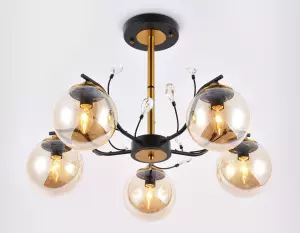 ЭЛМАКС - Подвесная люстра TR9072/5 BK/TI черный/янтарь E14 max 40W D620*420 элмакс, электротехника, кабель, светотехника, elmax.pro