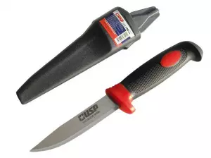 Нож строительный, длина лезвия 100 мм, нержавеющая сталь, двухкомпонентная рукоять