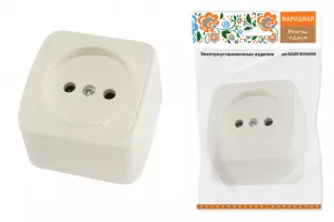 ЭЛМАКС - Розетка 2П открытой установки IP20 10А, сл. кость "Дача" Народная элмакс, электротехника, кабель, светотехника, elmax.pro