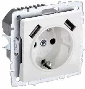 ЭЛМАКС - BRITE Роз. с з/к/ш 16А с USB A+A 3,1А РЮш10-2-БрБ бел. IEK элмакс, электротехника, кабель, светотехника, elmax.pro