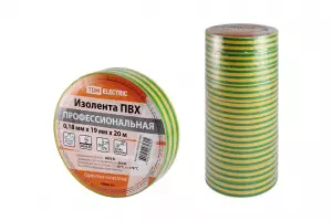 ЭЛМАКС - Изолента ПВХ профессиональная 0,18х19мм Желто-зеленая 20м TDM элмакс, электротехника, кабель, светотехника, elmax.pro