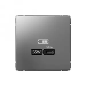 ЭЛМАКС - ARTGALLERY USB РОЗЕТКА тип-С 65Вт высокоскор.заряд. QC, PD, механизм, СТАЛЬ элмакс, электротехника, кабель, светотехника, elmax.pro