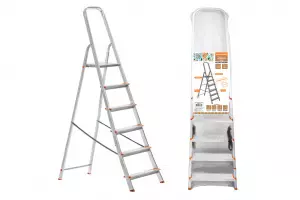 Стремянка алюминиевая СА6, 6 ступеней, усиленный профиль h=1210 мм, Народная Стремянка алюминиевая СА6, 6 ступеней, усиленный профиль h=1210 мм, Народная