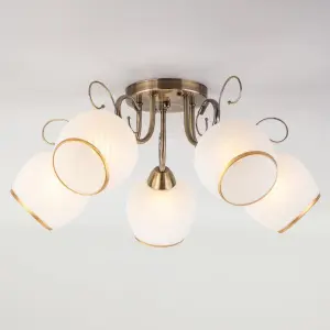 ЭЛМАКС - Потолочная люстра со стеклянными плафонами 30159/5 античная бронза элмакс, электротехника, кабель, светотехника, elmax.pro