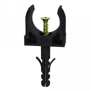 Крепеж-клипса с дюбелем и саморезом черная d20 мм в малой упаковке (10шт/900шт уп/кор) Промрукав